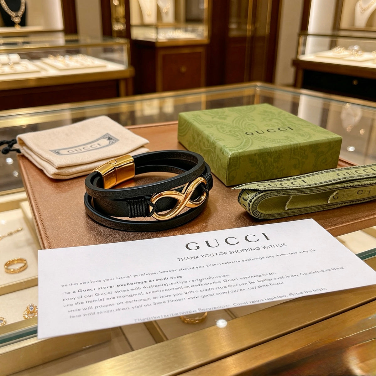 Gucci Anger Forest Interlocking G Antique Silver-Tone Silver-Tone Antiqued Leather Bracelet - album image 8