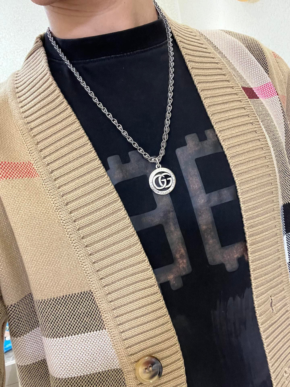 Gucci Anger Forest Interlocking G Antiqued Chain Necklace - album image 3