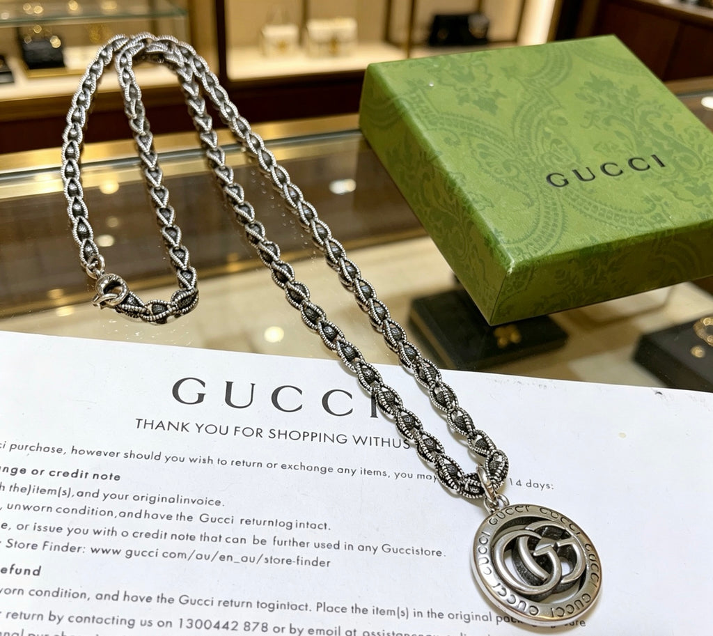 Gucci Anger Forest Interlocking G Antiqued Chain Necklace - album image 5