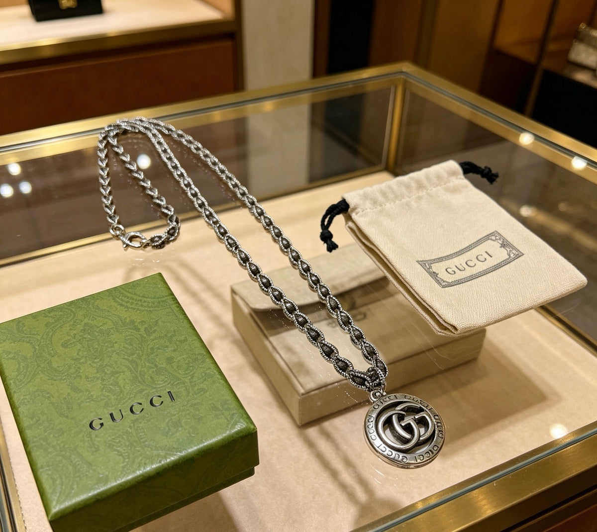 Gucci Anger Forest Interlocking G Antiqued Chain Necklace - album image 6