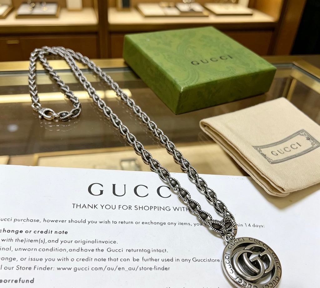 Gucci Anger Forest Interlocking G Antiqued Chain Necklace - album image 8