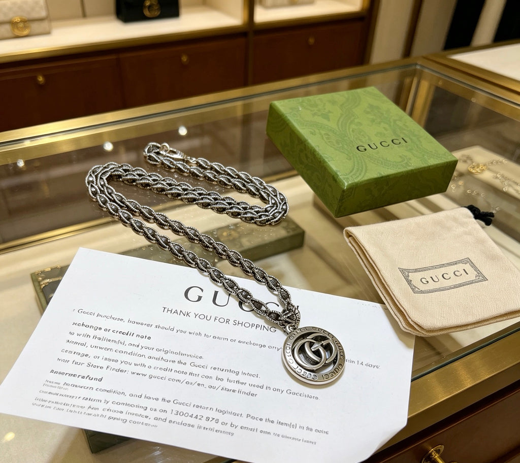 Gucci Anger Forest Interlocking G Antiqued Chain Necklace - album image 2