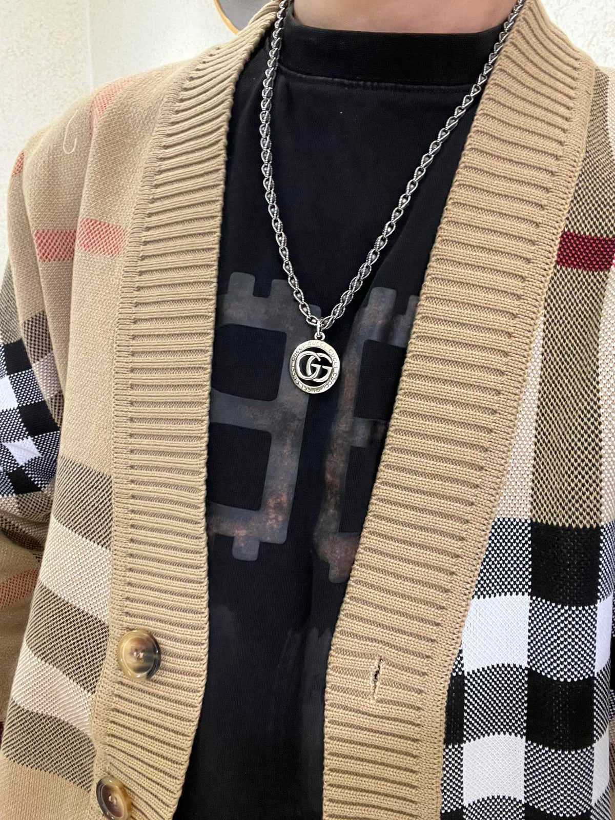 Gucci Anger Forest Interlocking G Antiqued Chain Necklace - album image 4