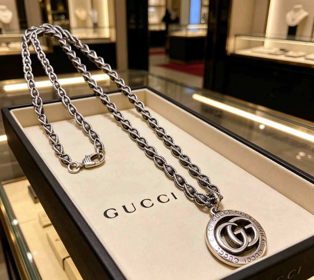 Gucci Anger Forest Interlocking G Antiqued Chain Necklace - album image 1