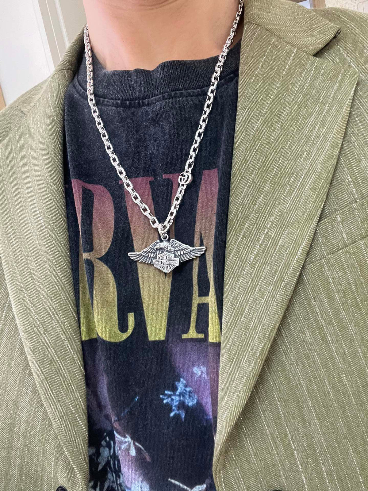 Gucci Anger Forest Interlocking G Antique Silver-Tone Silver-Tone Antiqued Chain Necklace - album image 7