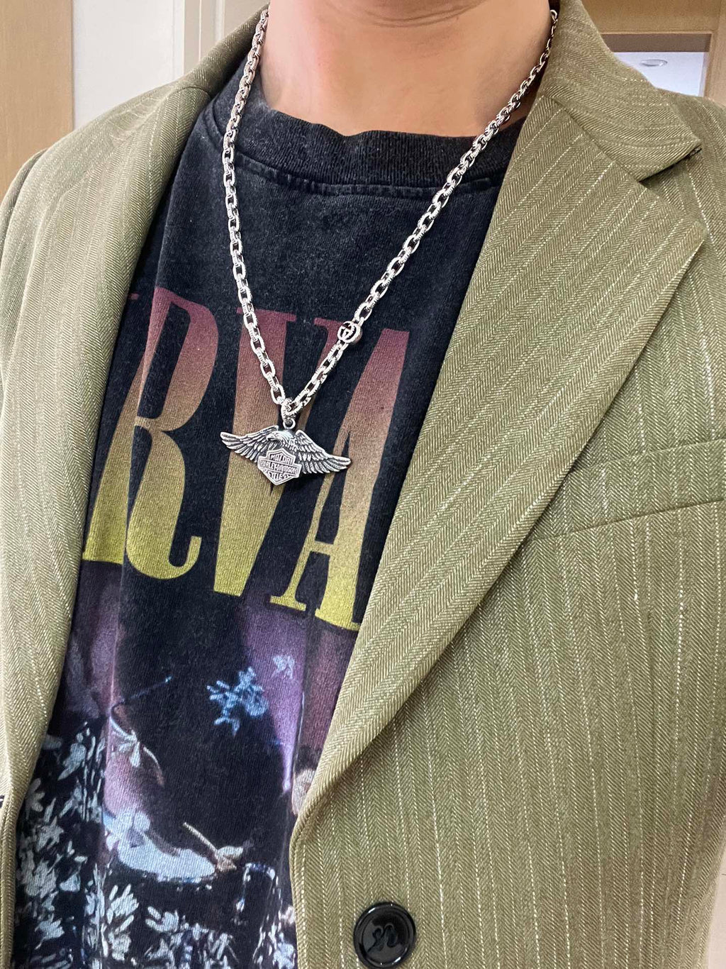 Gucci Anger Forest Interlocking G Antique Silver-Tone Silver-Tone Antiqued Chain Necklace - album image 3