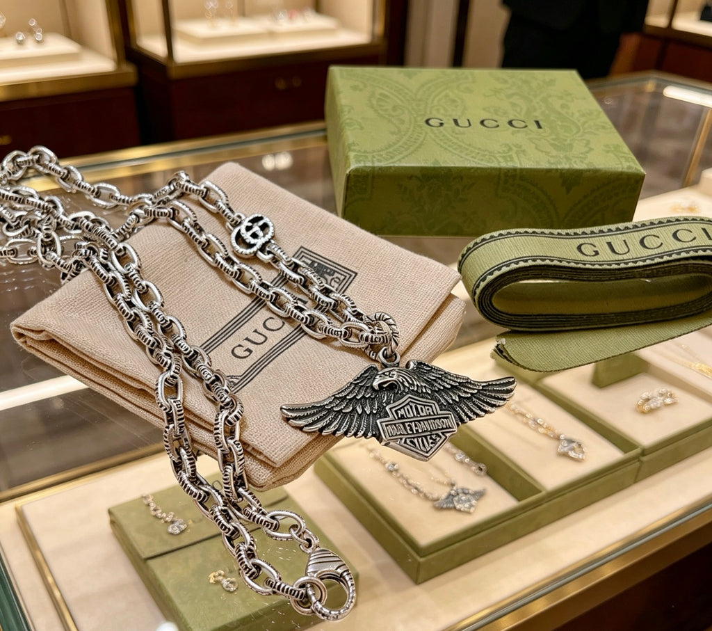 Gucci Anger Forest Interlocking G Antique Silver-Tone Silver-Tone Antiqued Chain Necklace - album image 6