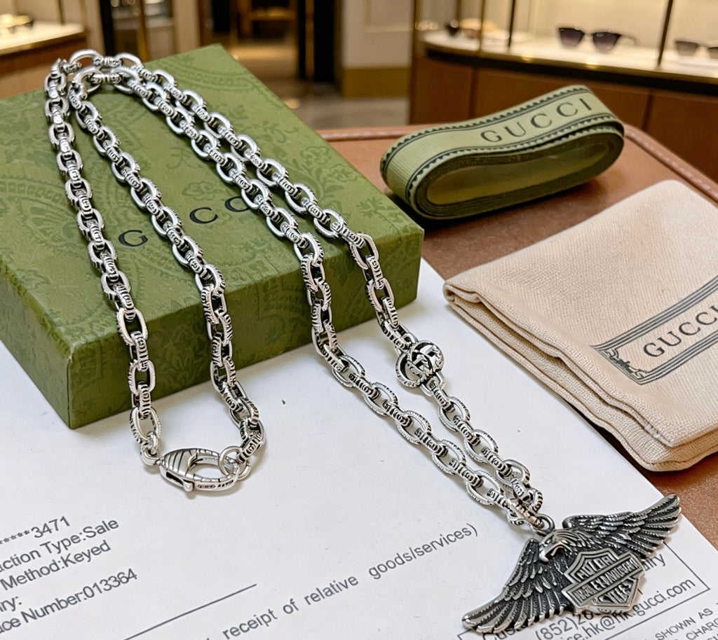 Gucci Anger Forest Interlocking G Antique Silver-Tone Silver-Tone Antiqued Chain Necklace - album image 5