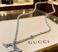 Gucci Anger Forest Interlocking G Antique Silver-Tone Silver-Tone Antiqued Chain Necklace - album image 1