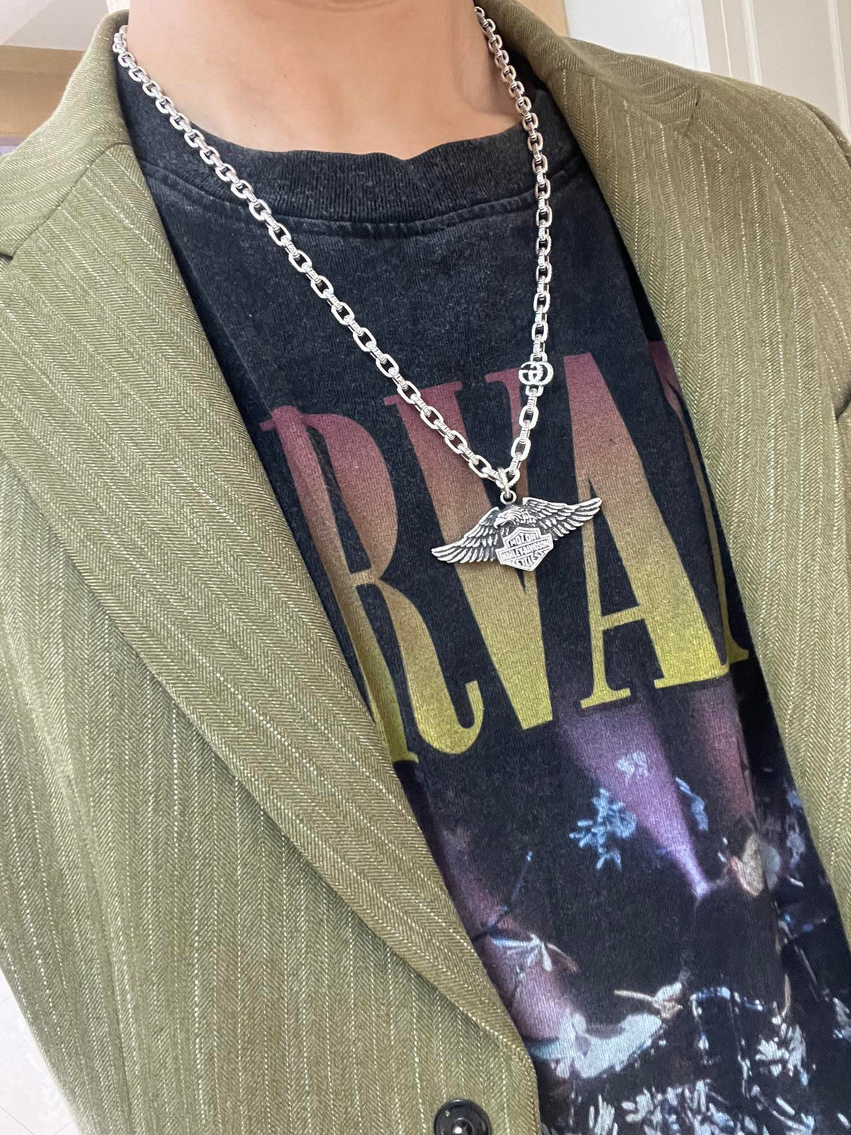 Gucci Anger Forest Interlocking G Antique Silver-Tone Silver-Tone Antiqued Chain Necklace - album image 4