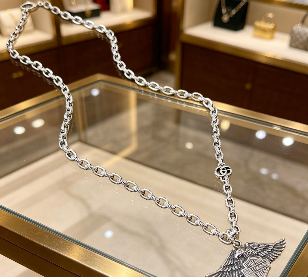 Gucci Anger Forest Interlocking G Antique Silver-Tone Silver-Tone Antiqued Chain Necklace - album image 2