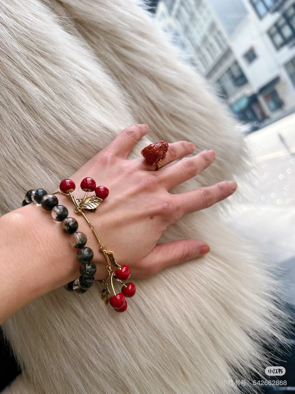 Saint Laurent Antique Gold-Tone Red Accent Bracelet - album image 2