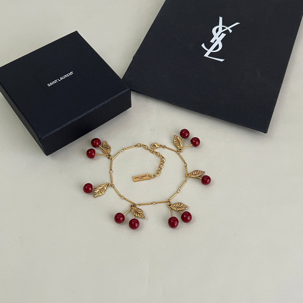 Saint Laurent Antique Gold-Tone Red Accent Bracelet - album image 4
