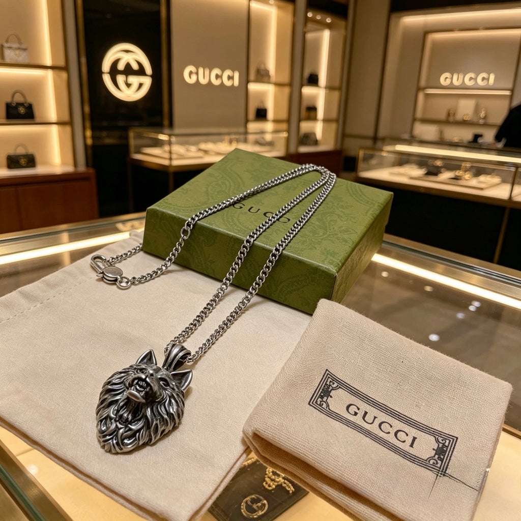 Gucci Anger Forest Interlocking G Antiqued Chain Necklace - album image 6