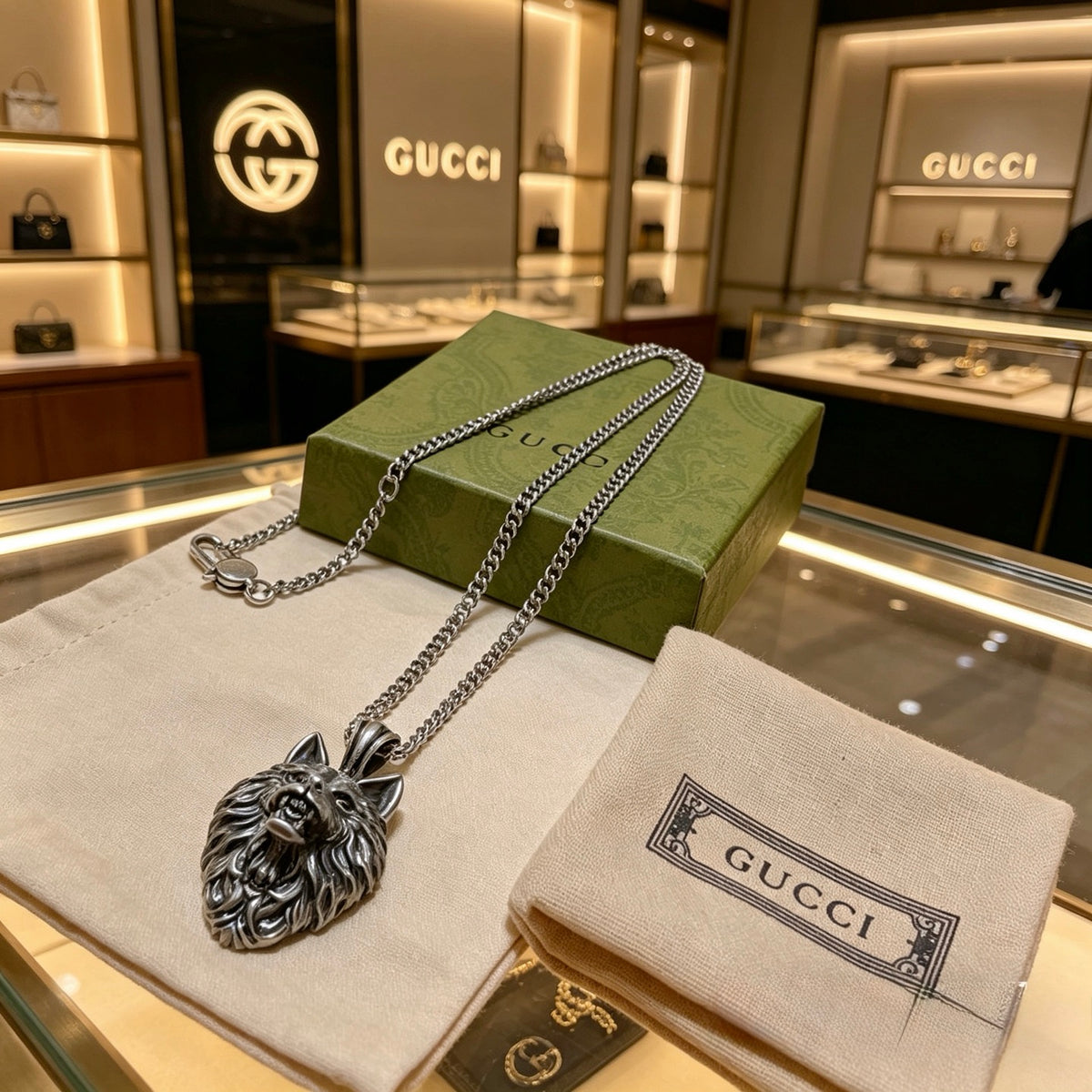 Gucci Anger Forest Interlocking G Antiqued Chain Necklace - album image 6