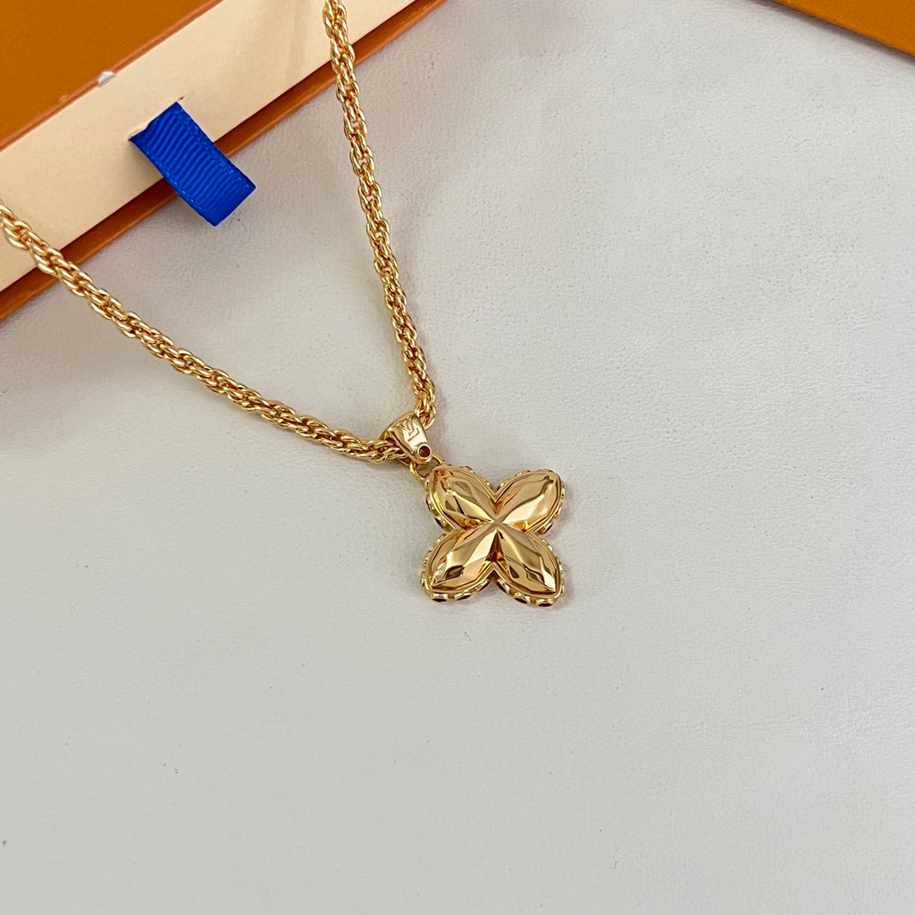 Louis Vuitton Gold-Tone Flower Pendant Necklace - album image 4