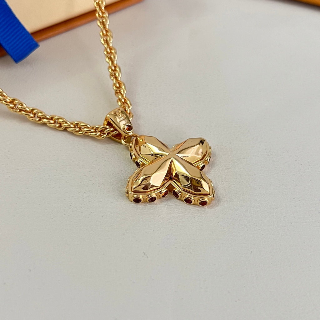 Louis Vuitton Gold-Tone Flower Pendant Necklace - album image 6