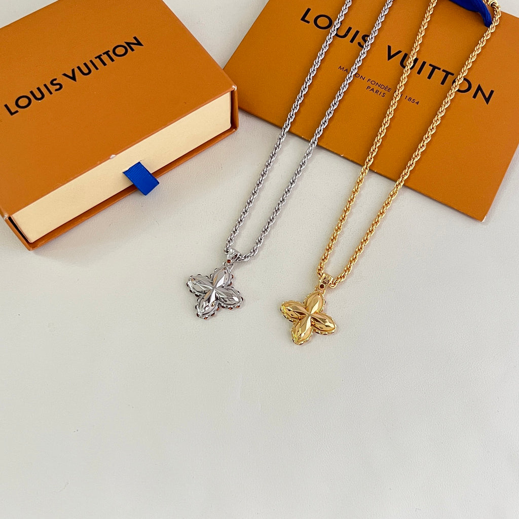 Louis Vuitton Gold-Tone Flower Pendant Necklace - album image 3