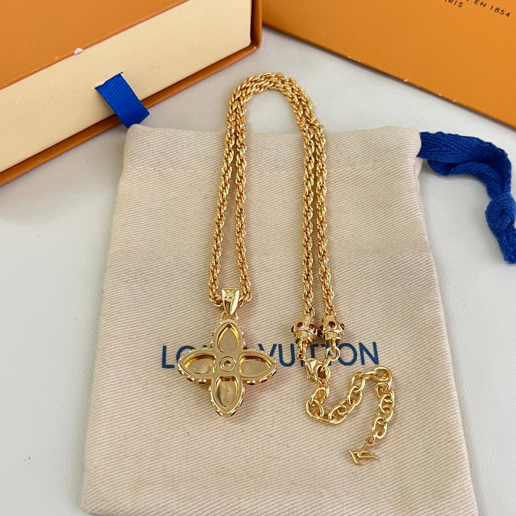 Louis Vuitton Gold-Tone Flower Pendant Necklace - album image 7