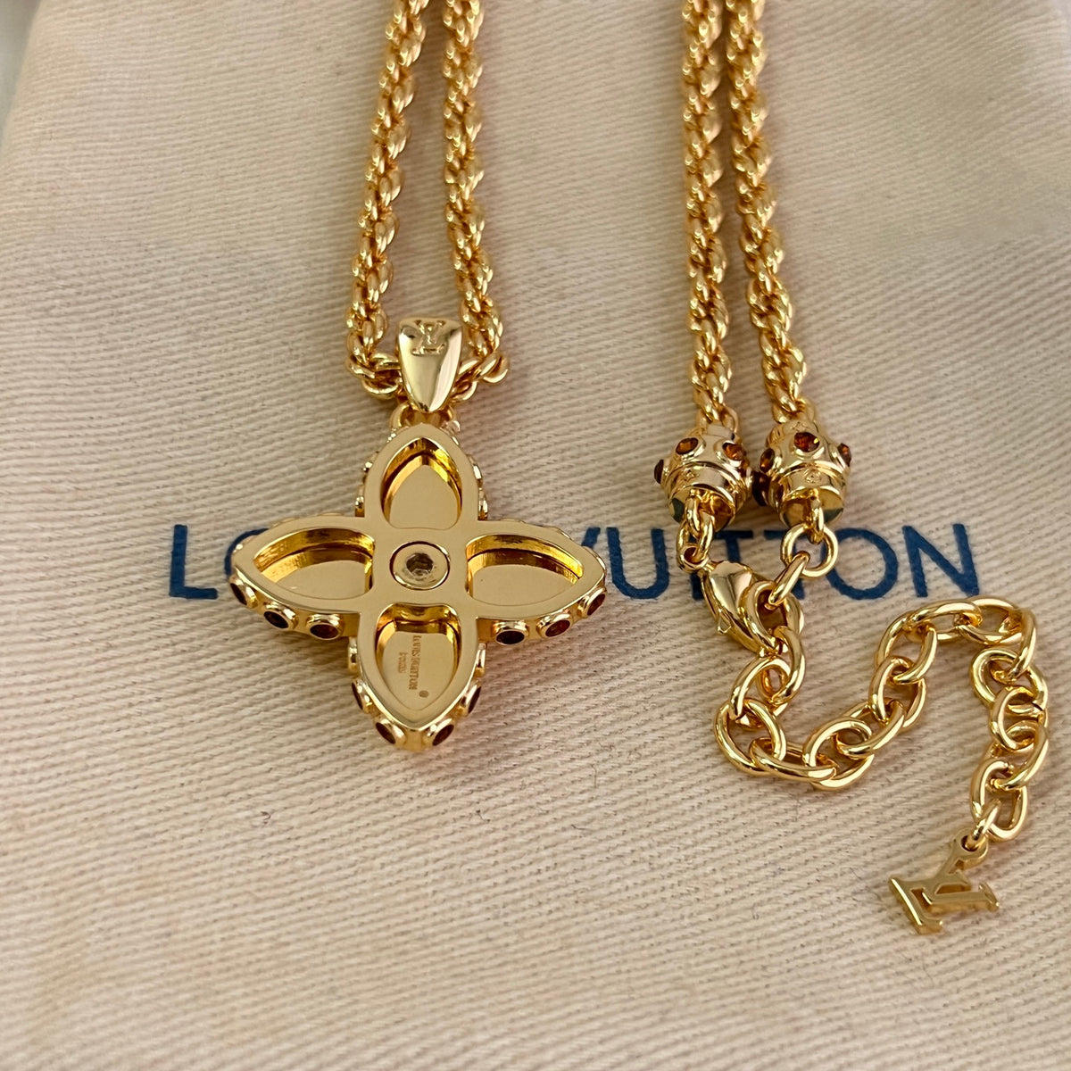 Louis Vuitton Gold-Tone Flower Pendant Necklace - album image 8