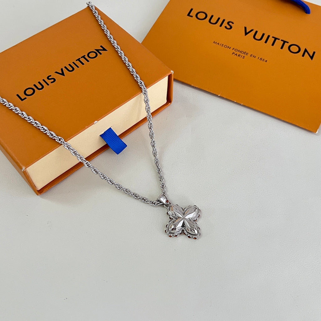 Louis Vuitton Silver-Tone Flower Pendant Necklace - album image 6