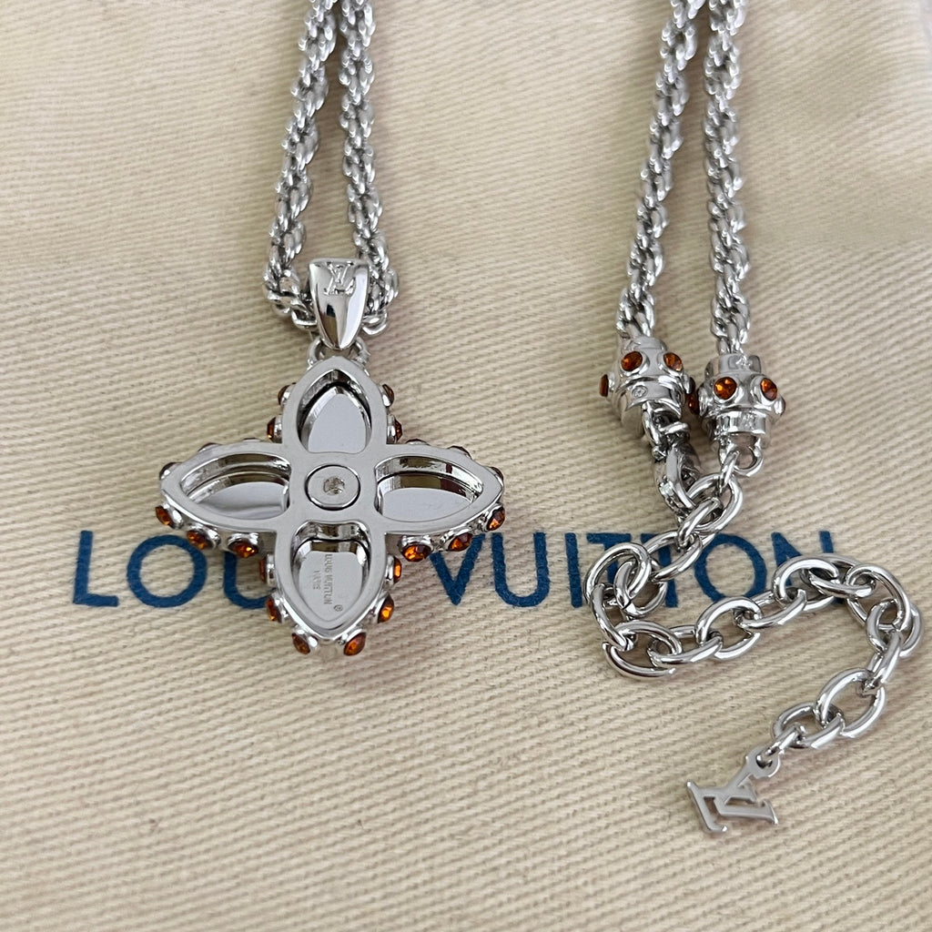 Louis Vuitton Silver-Tone Flower Pendant Necklace - album image 8