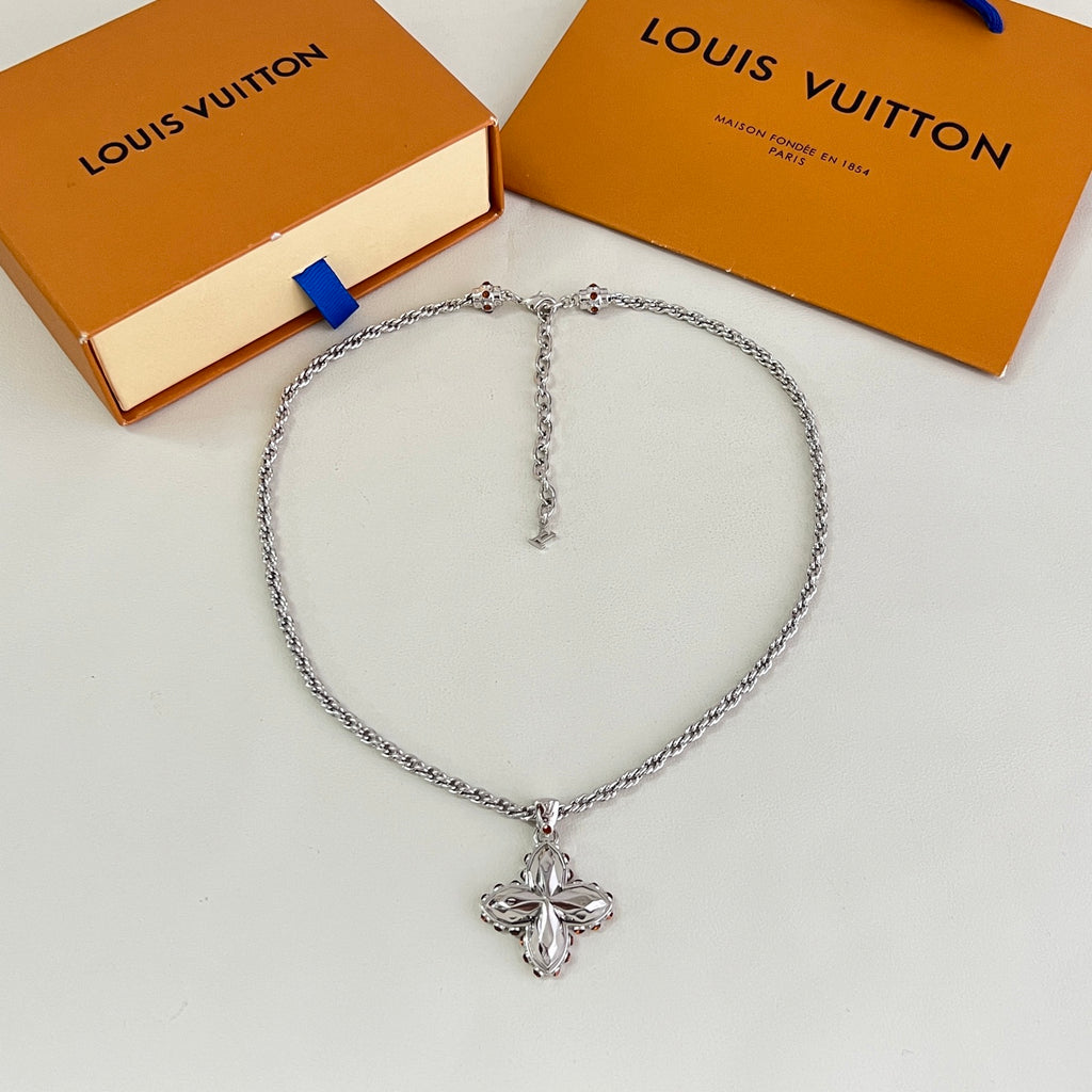 Louis Vuitton Silver-Tone Flower Pendant Necklace - album image 5