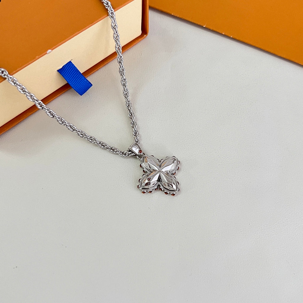 Louis Vuitton Silver-Tone Flower Pendant Necklace - album image 7