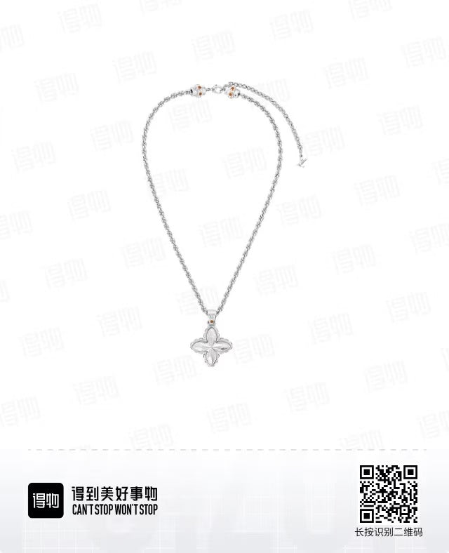 Louis Vuitton Silver-Tone Flower Pendant Necklace - album image 1