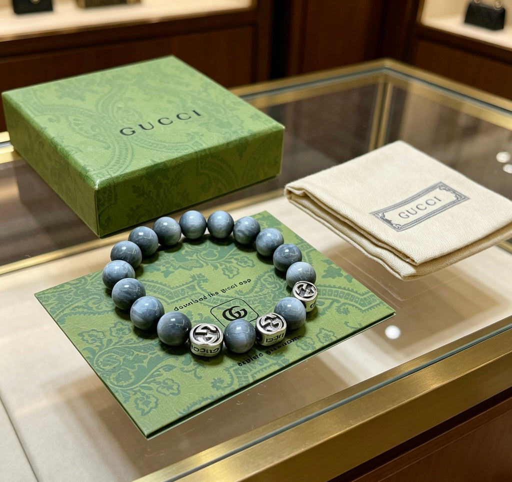Gucci Anger Forest Interlocking G Beaded Antiqued Bracelet - album image 7