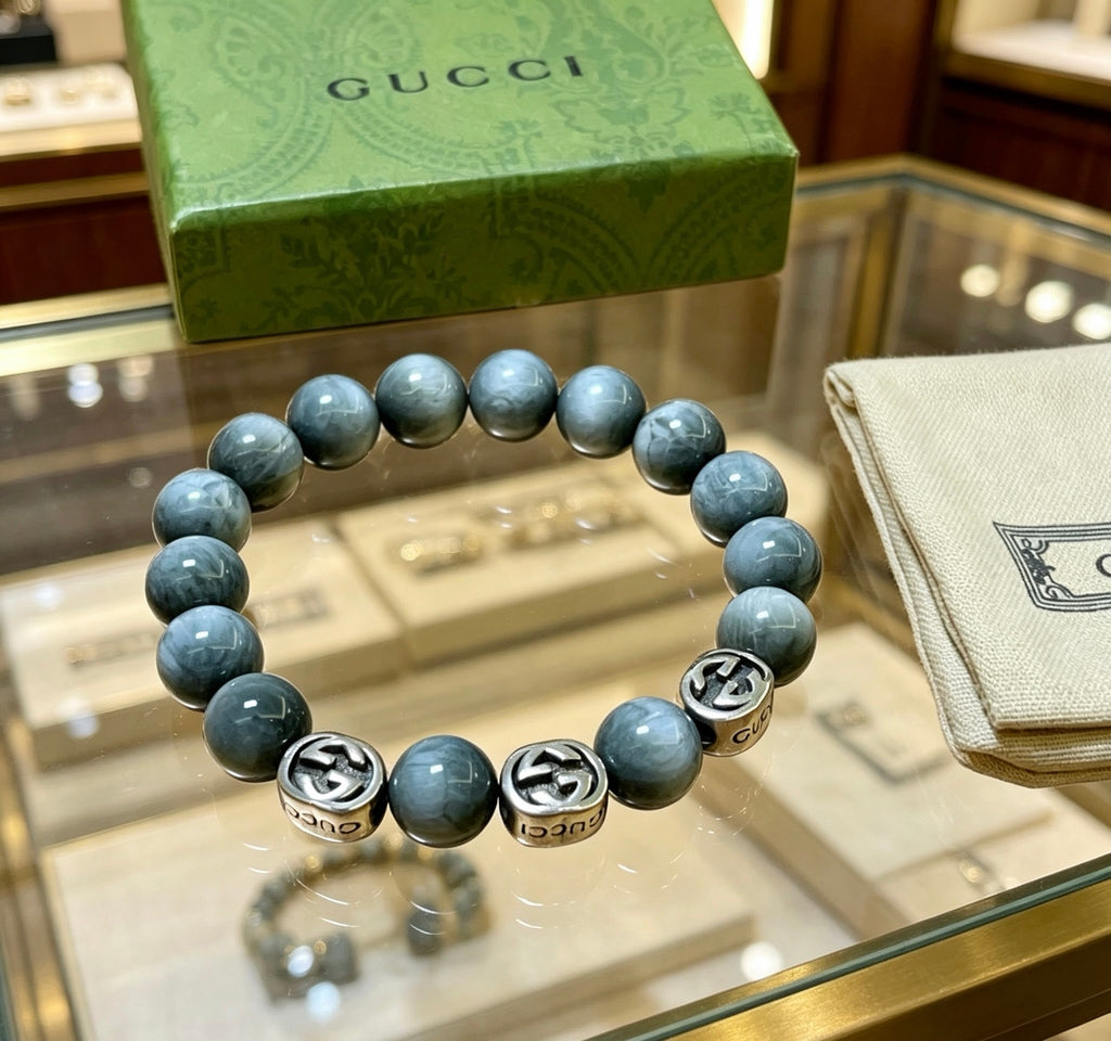 Gucci Anger Forest Interlocking G Beaded Antiqued Bracelet - album image 4