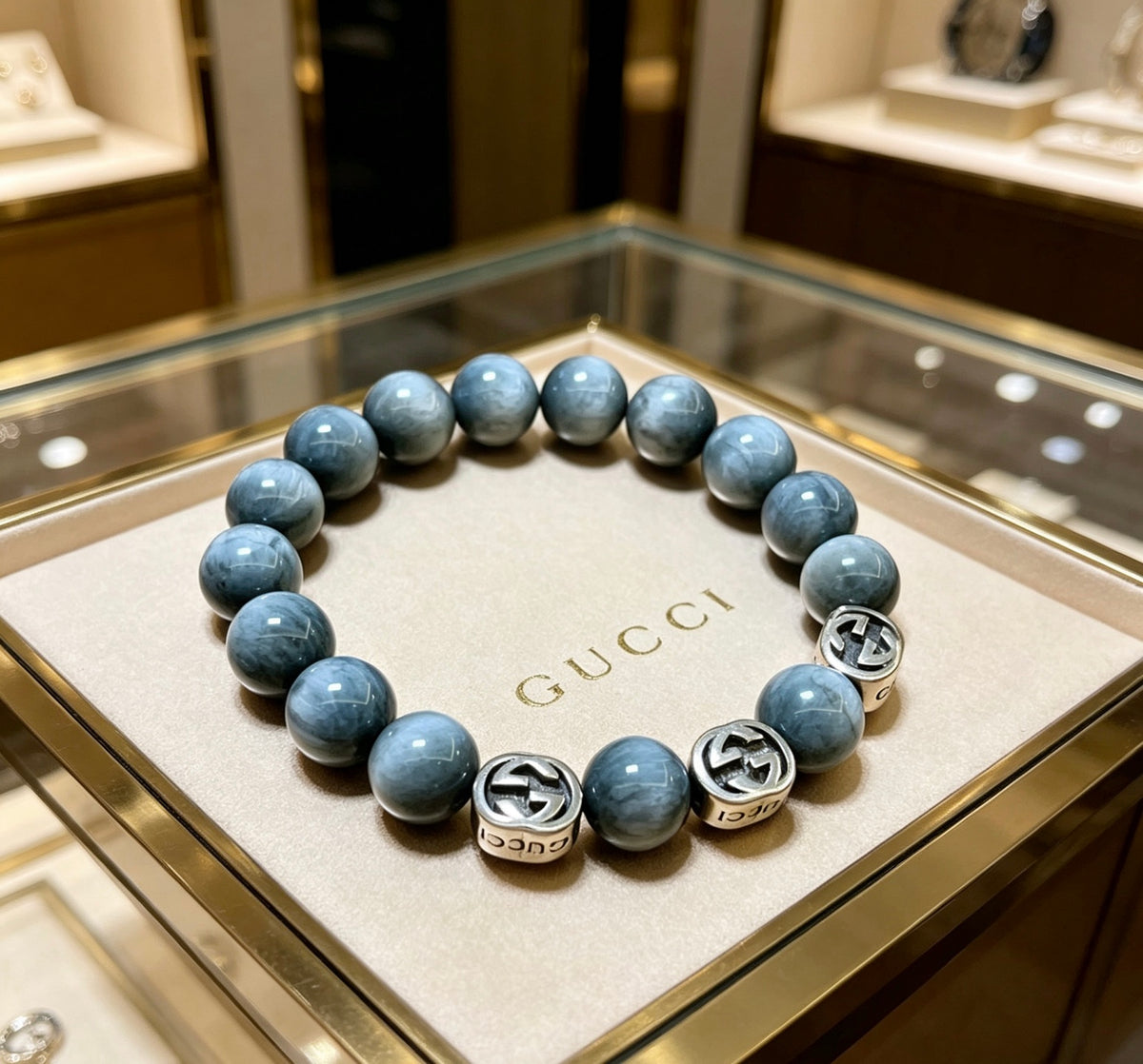 Gucci Anger Forest Interlocking G Beaded Antiqued Bracelet - album image 2