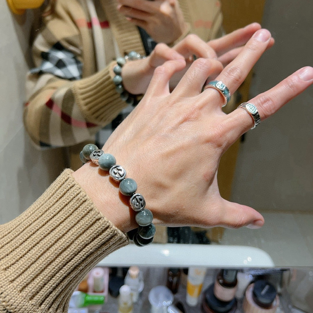 Gucci Anger Forest Interlocking G Beaded Antiqued Bracelet - album image 3