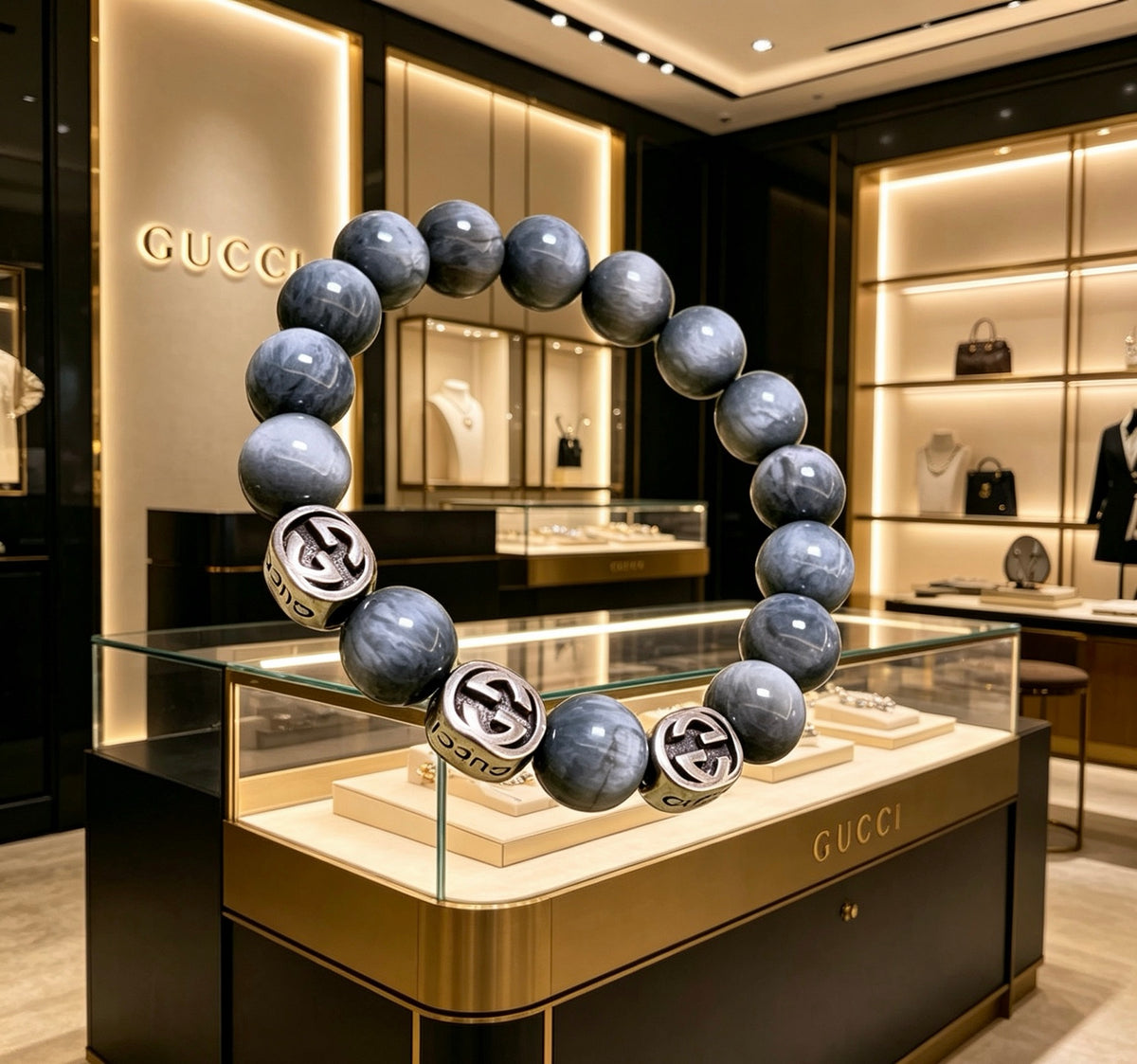 Gucci Anger Forest Interlocking G Beaded Antiqued Bracelet - album image 5