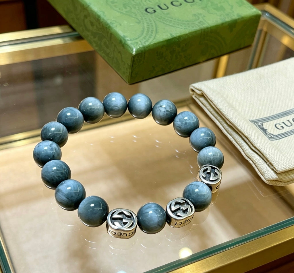 Gucci Anger Forest Interlocking G Beaded Antiqued Bracelet - album image 8