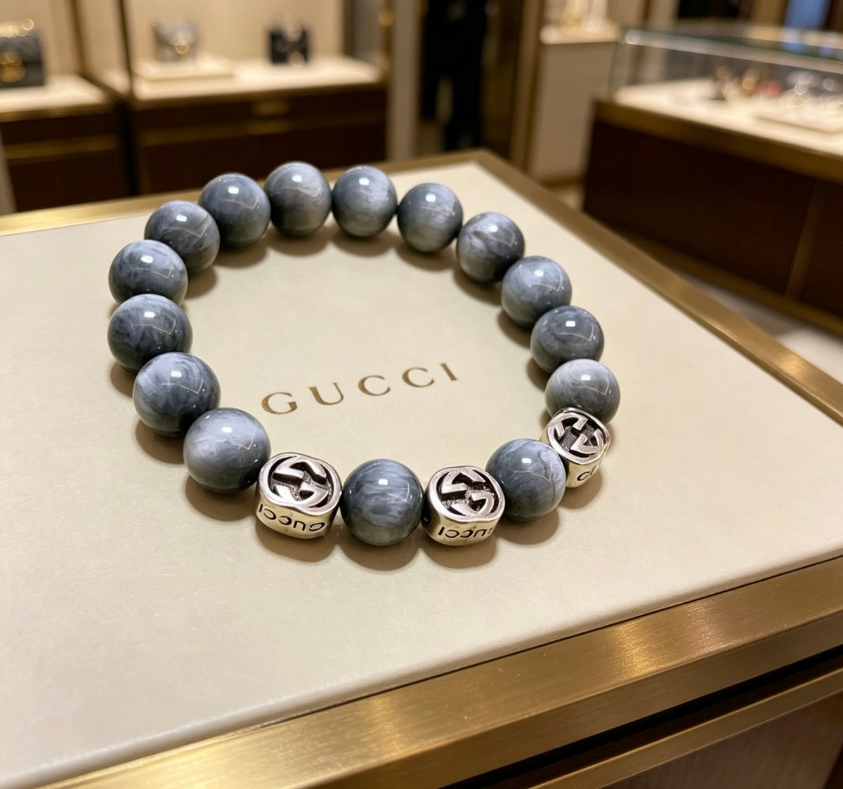 Gucci Anger Forest Interlocking G Beaded Antiqued Bracelet - album image 1