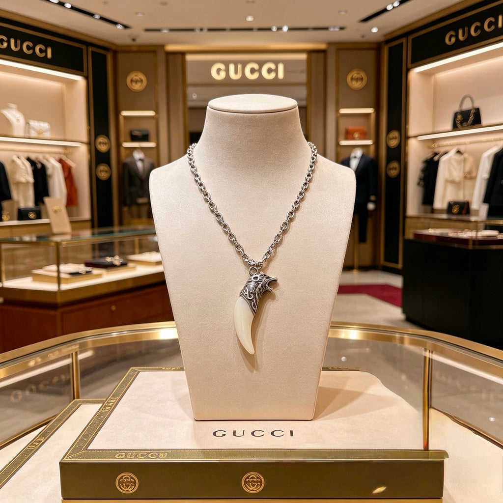 Gucci Anger Forest Interlocking G Antiqued Chain Necklace - album image 1