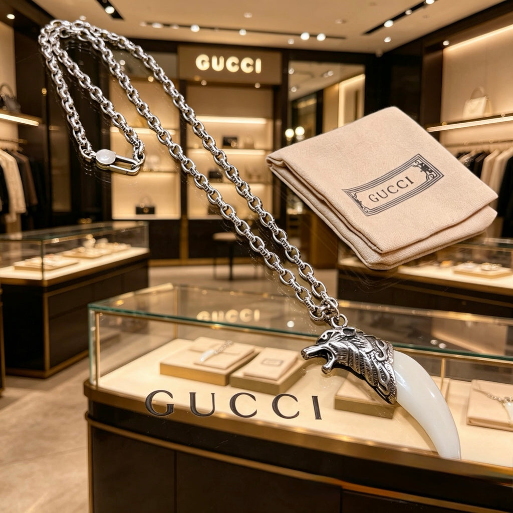 Gucci Anger Forest Interlocking G Antiqued Chain Necklace - album image 5