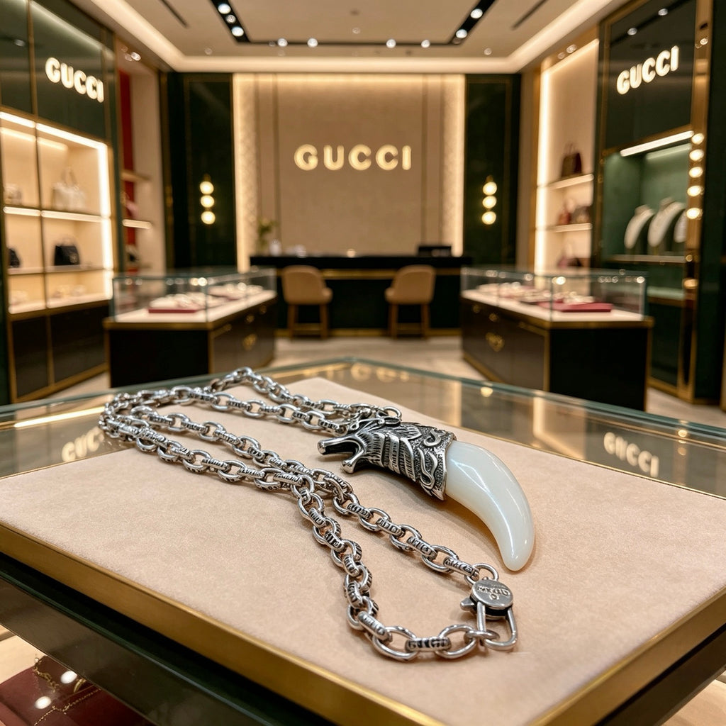 Gucci Anger Forest Interlocking G Antiqued Chain Necklace - album image 7