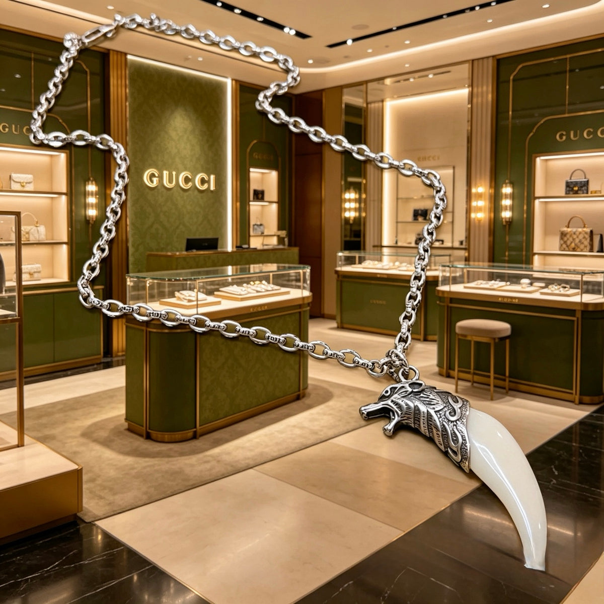 Gucci Anger Forest Interlocking G Antiqued Chain Necklace - album image 4