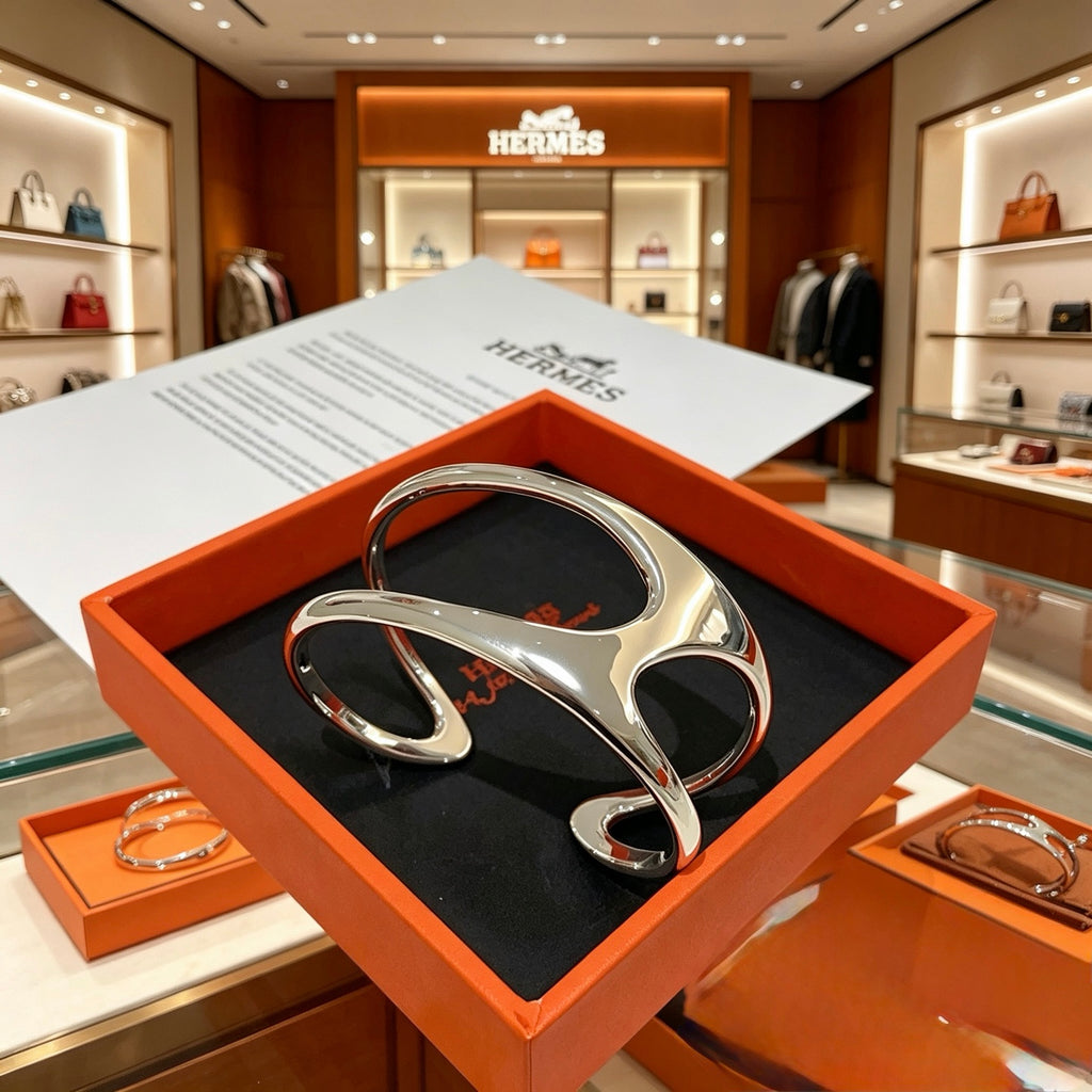 Hermès Silver-Tone H Cord Bracelet - album image 2
