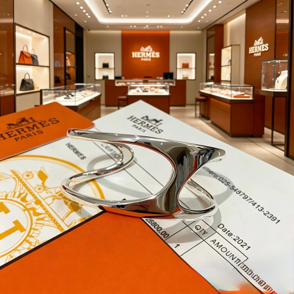 Hermès Silver-Tone H Cord Bracelet - album image 6