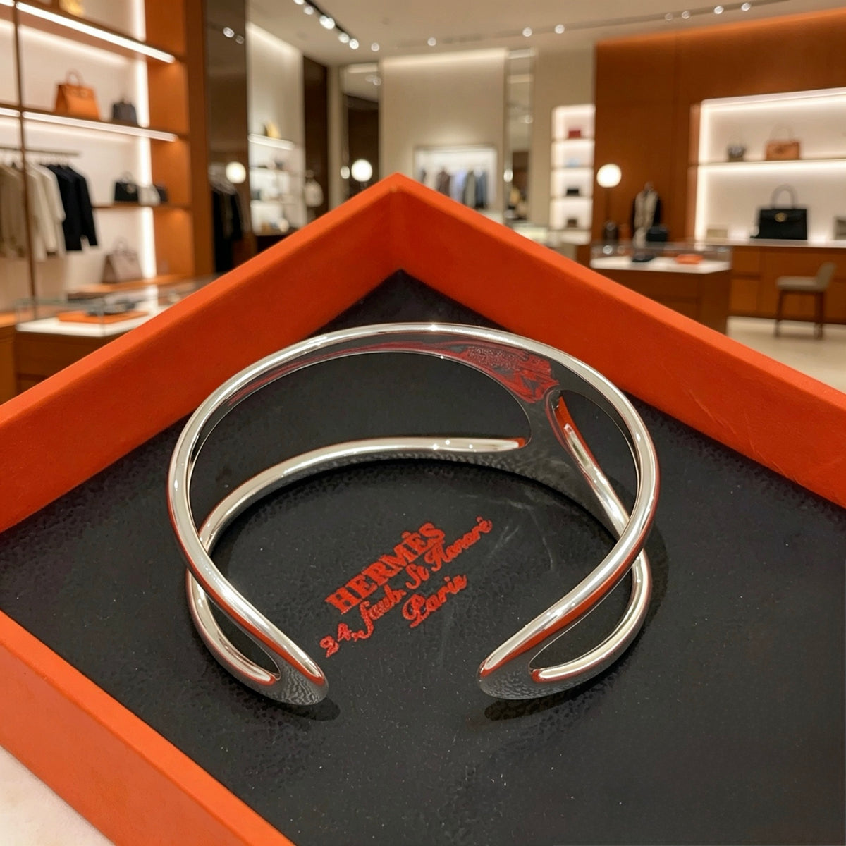 Hermès Silver-Tone H Cord Bracelet - album image 9