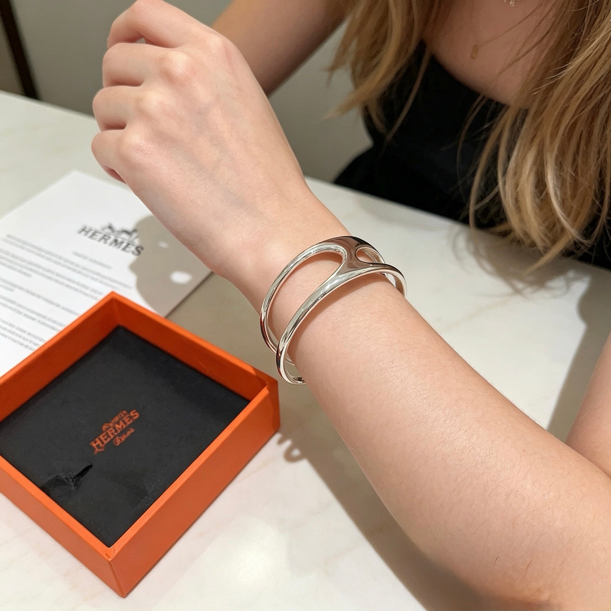 Hermès Silver-Tone H Cord Bracelet - album image 3