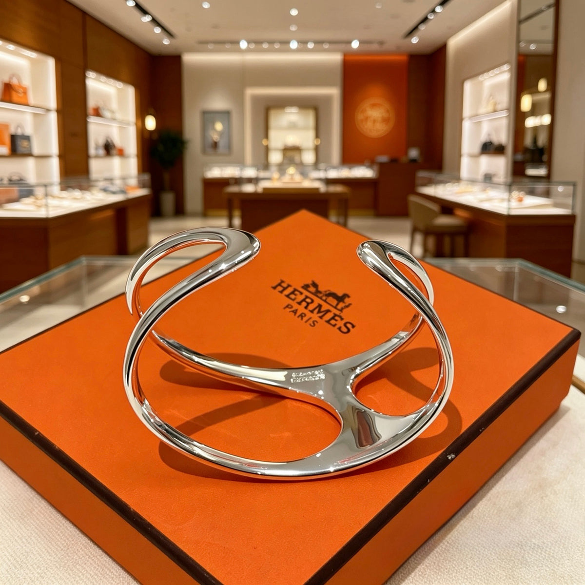 Hermès Silver-Tone H Cord Bracelet - album image 8