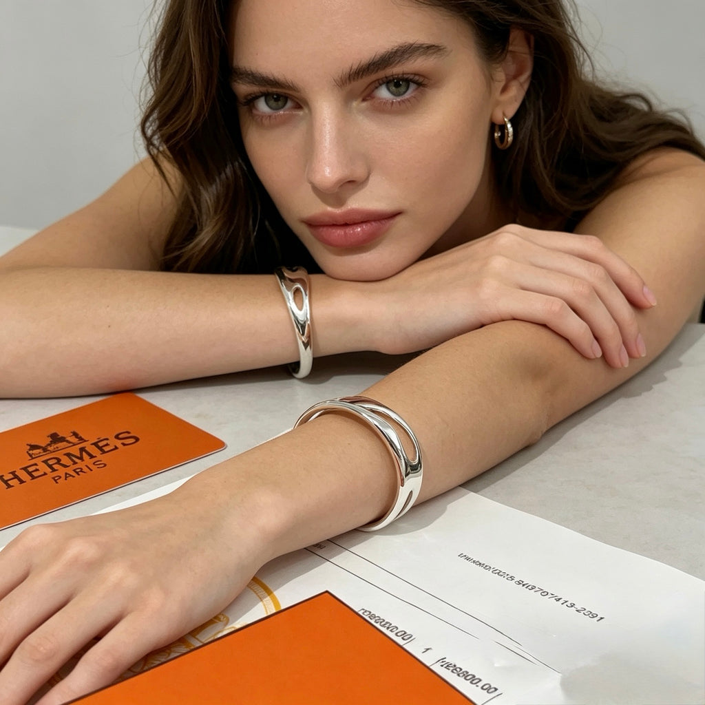 Hermès Silver-Tone H Cord Bracelet - album image 7