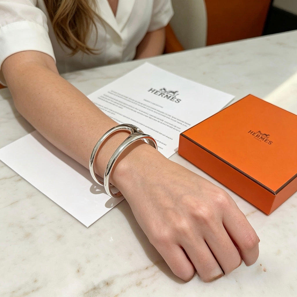 Hermès Silver-Tone H Cord Bracelet - album image 4