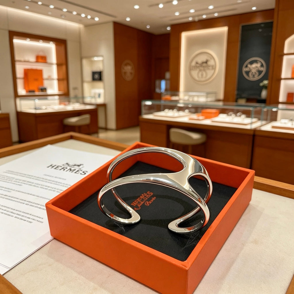 Hermès Silver-Tone H Cord Bracelet - album image 1