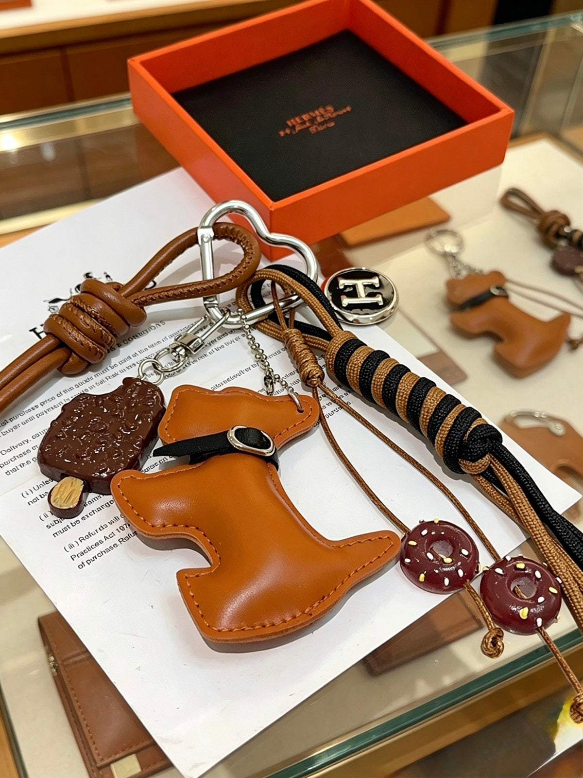 Hermès Tan Leather Horse-Charm Keychain - album image 2