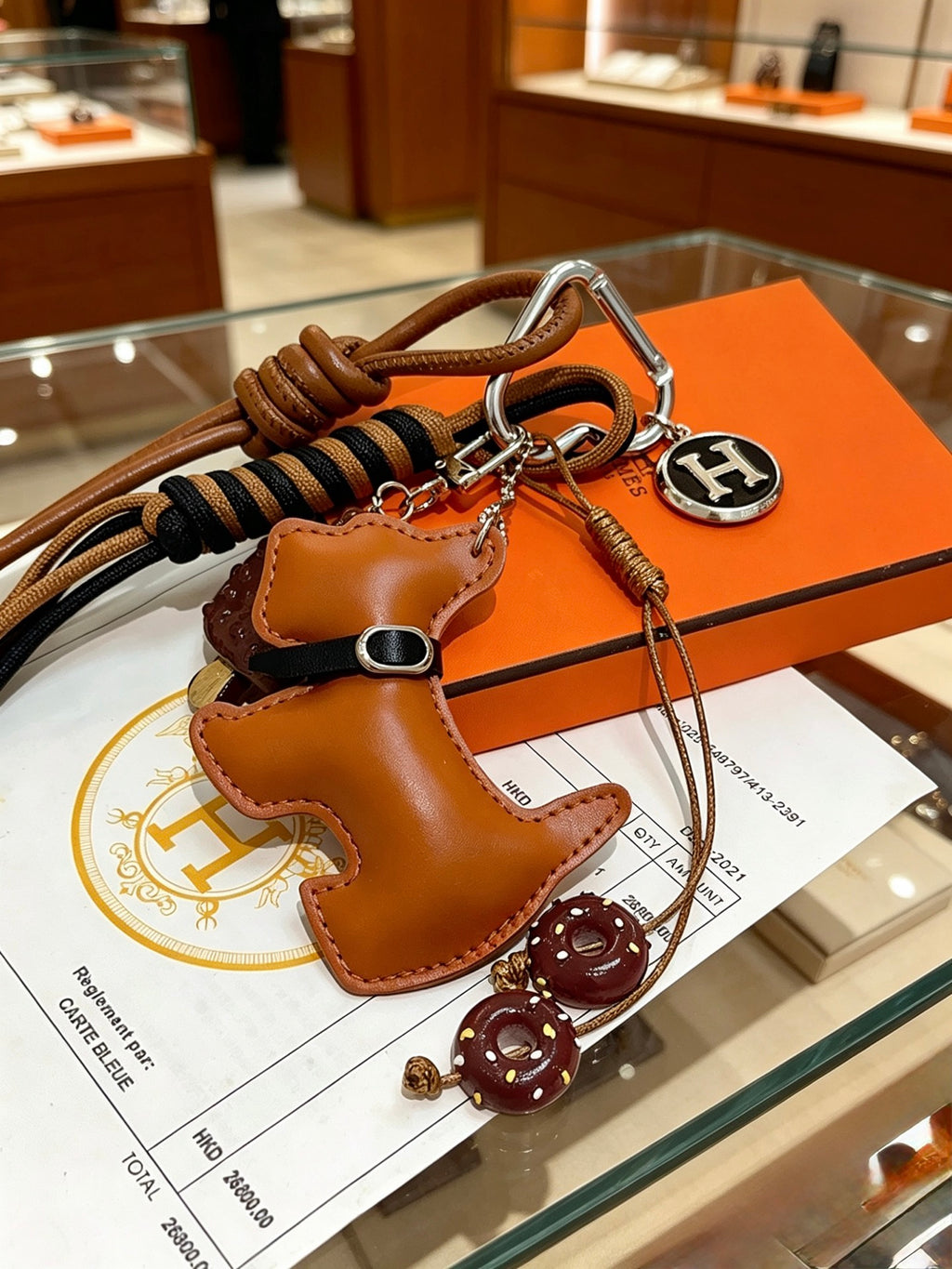 Hermès Tan Leather Horse-Charm Keychain - album image 5